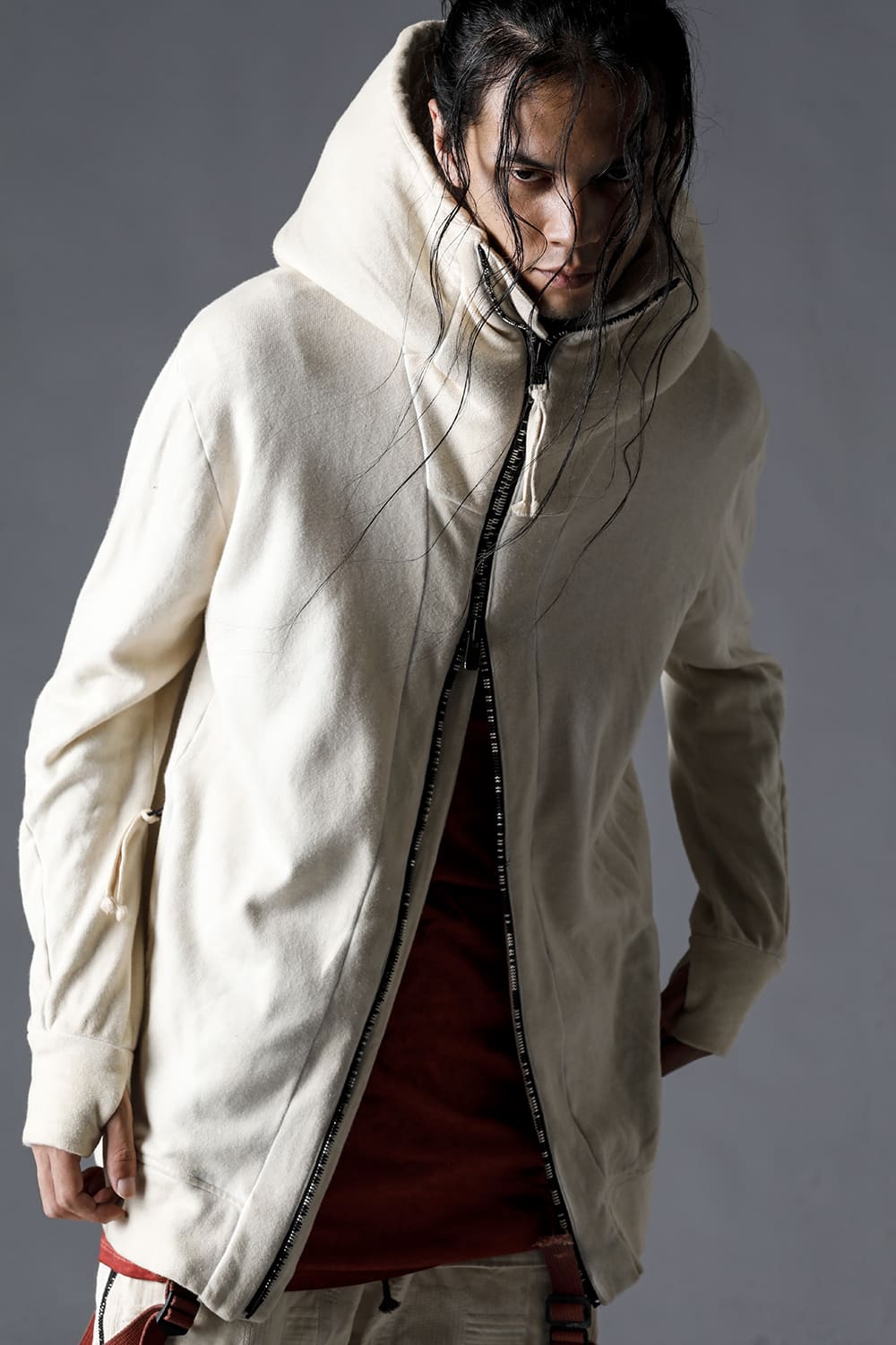 Untwisted Fleece-Lined Hooded Jacket Dusty White