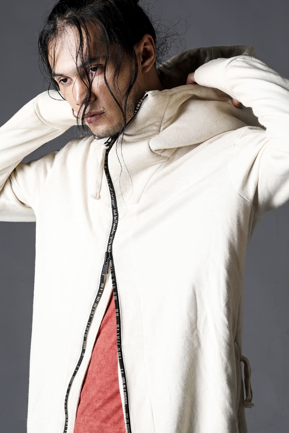 Untwisted Fleece-Lined Hooded Jacket Dusty White