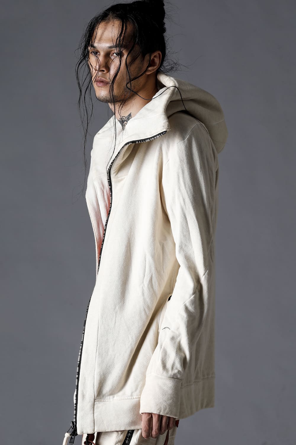 Untwisted Fleece-Lined Hooded Jacket Dusty White