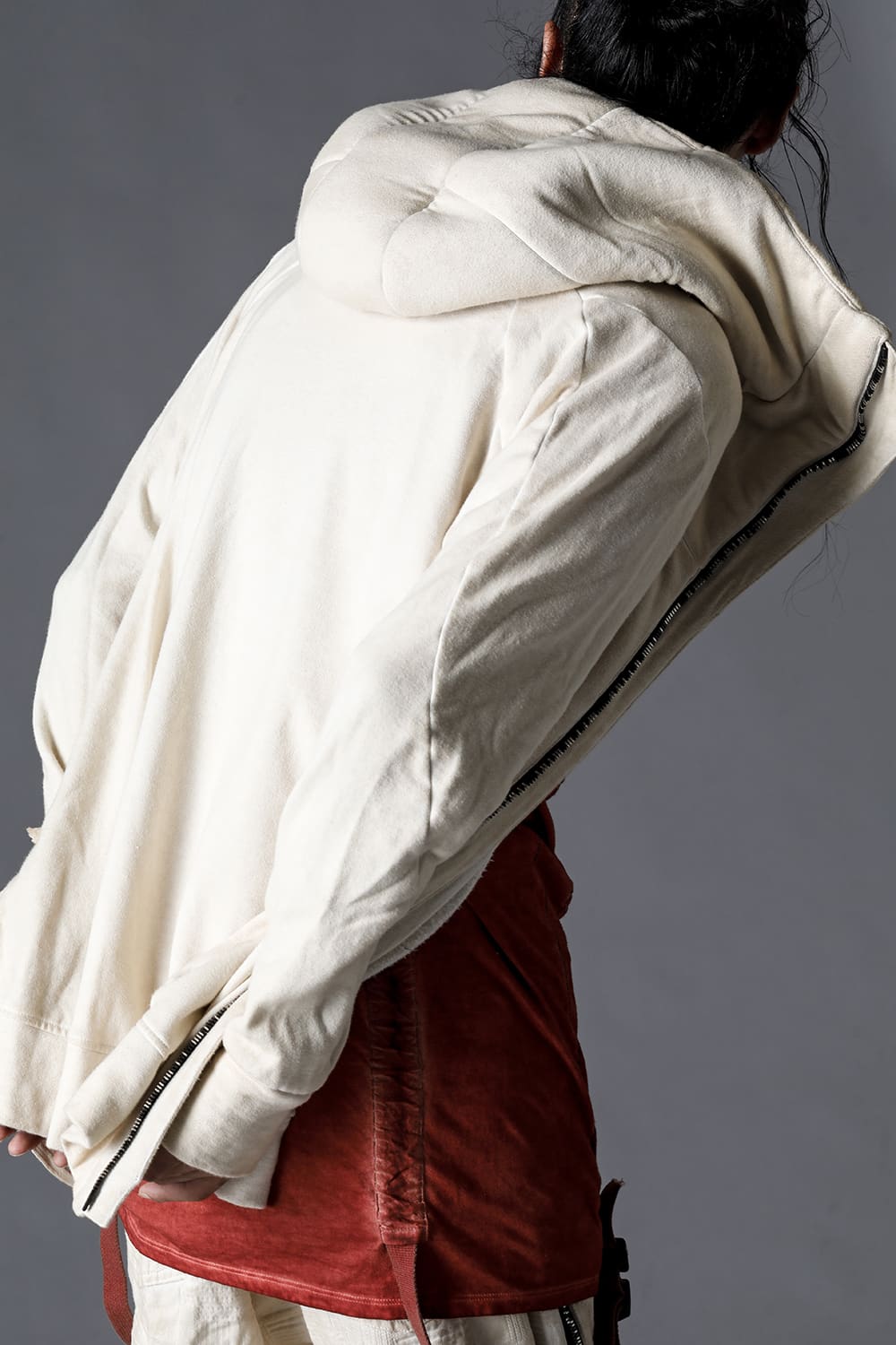 Untwisted Fleece-Lined Hooded Jacket Dusty White