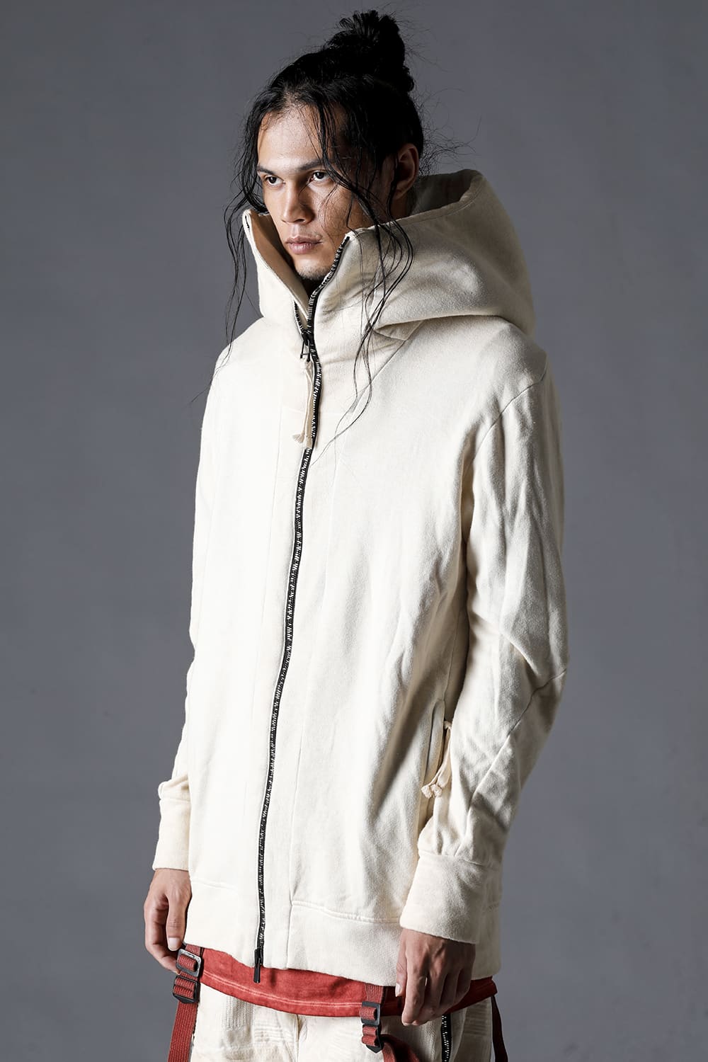 Untwisted Fleece-Lined Hooded Jacket Dusty White