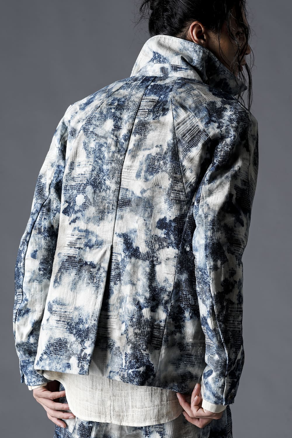 Splash Bleached Patchwork Jacquard Stretch Cotton Jacket Splash Indigo