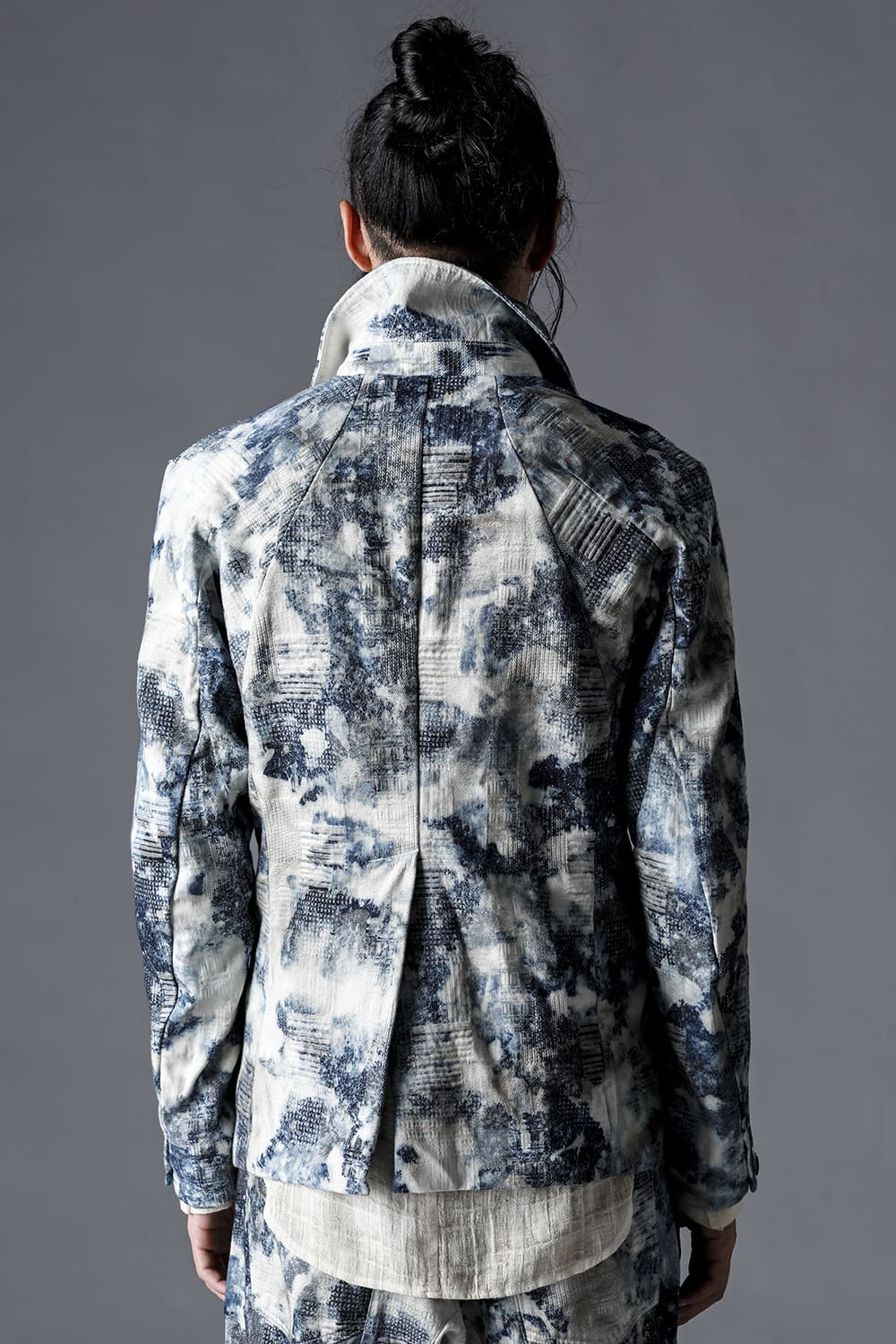 Splash Bleached Patchwork Jacquard Stretch Cotton Jacket Splash Indigo