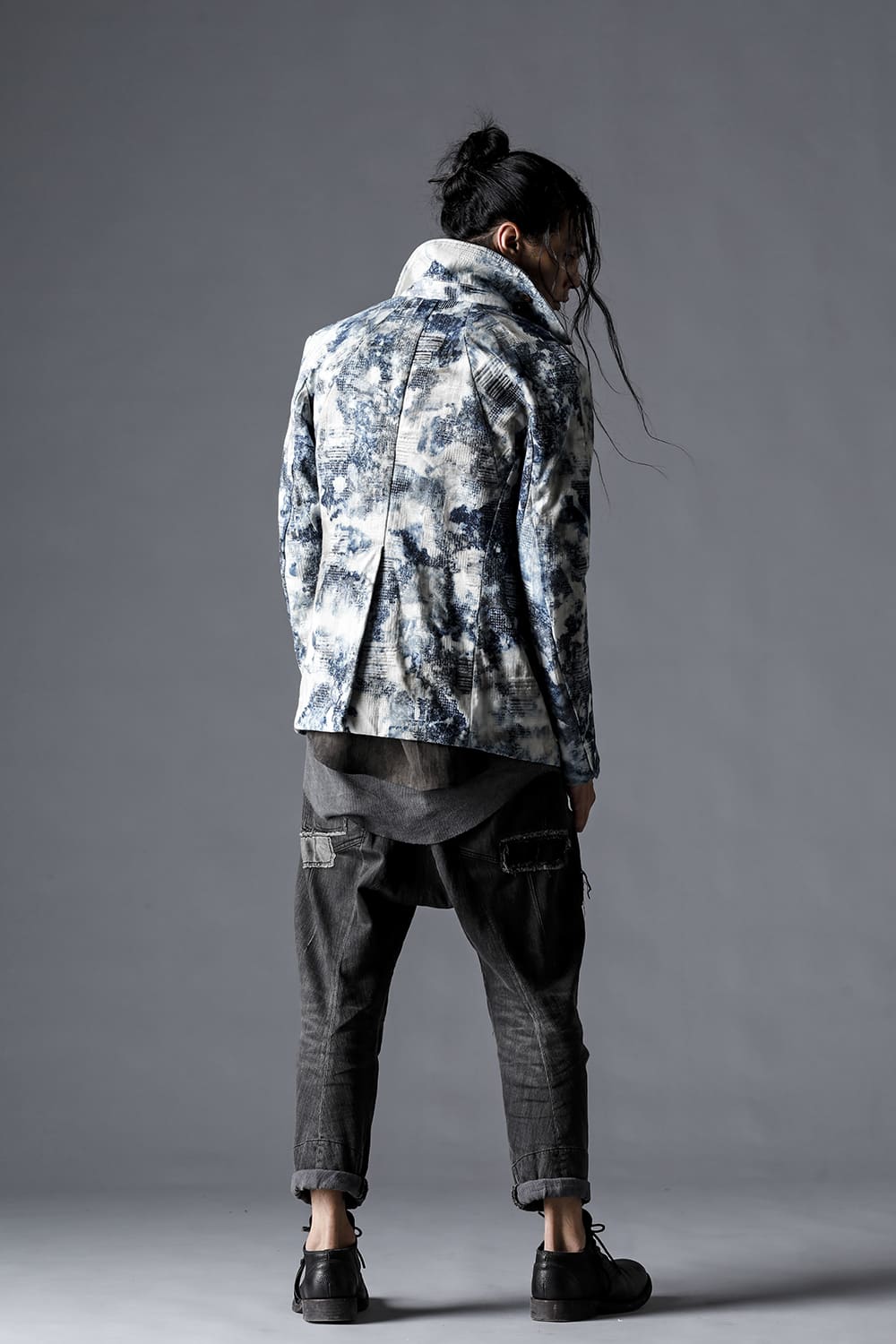 Splash Bleached Patchwork Jacquard Stretch Cotton Jacket Splash Indigo