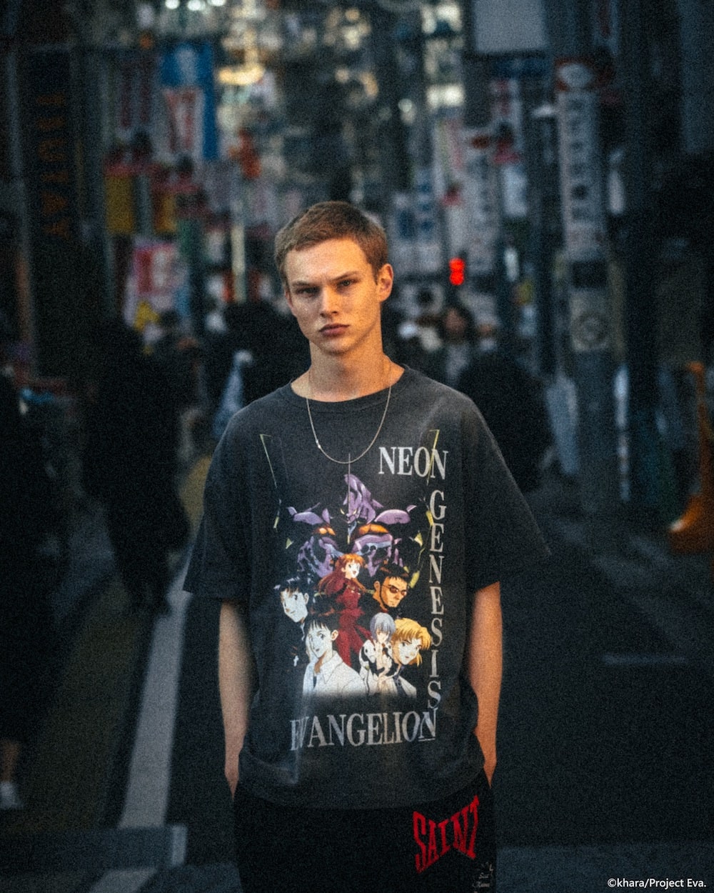 EVANGELION × SAINT Mxxxxxx NEON Short sleeve T-shirt