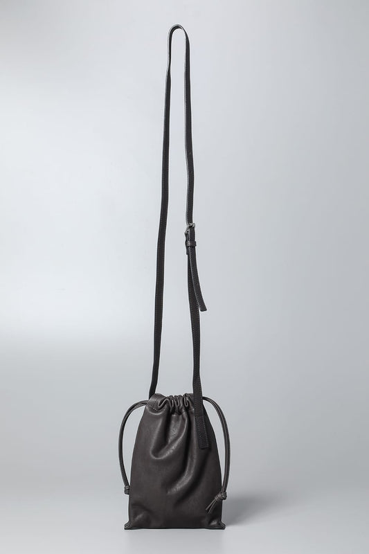 Leather cell phone bag 'drawstring' C.Gray