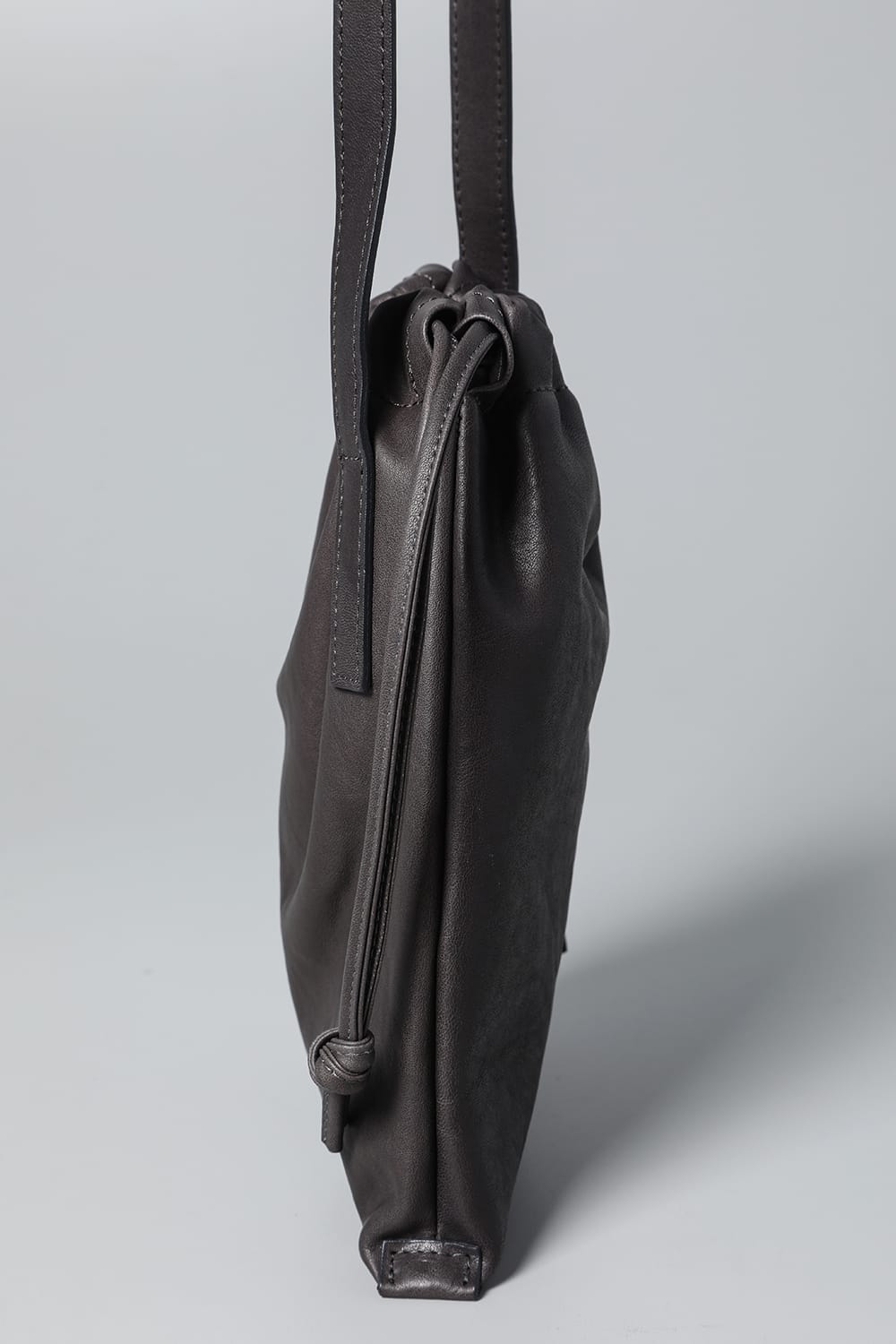 Leather cell phone bag 'drawstring' C.Gray