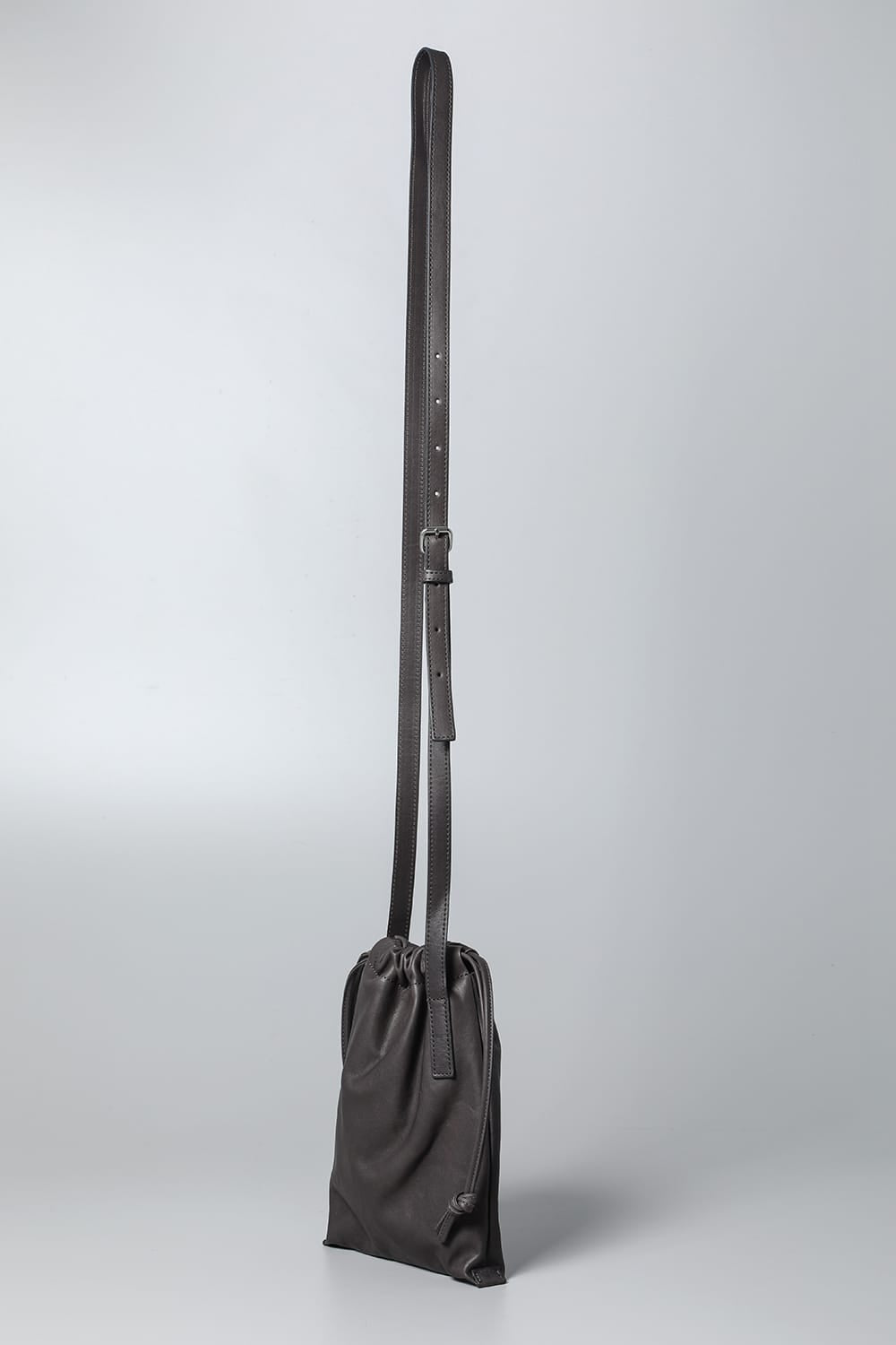 Leather cell phone bag 'drawstring' C.Gray