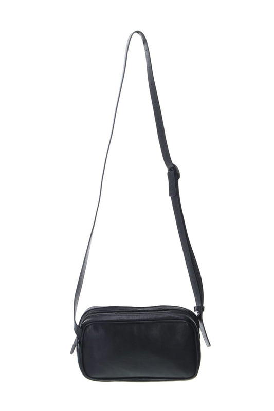 Leather shoulder bag 'double zip'