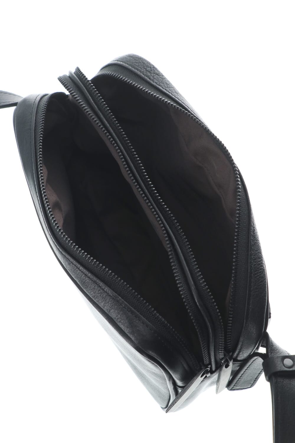 Leather shoulder bag 'double zip'