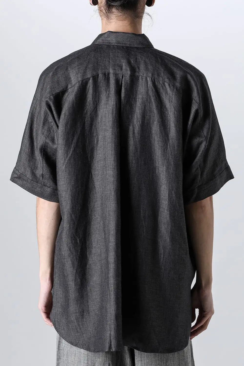 SHORT SLEEVE SHIRT	Linen Herringbone BLACK×DK GREY