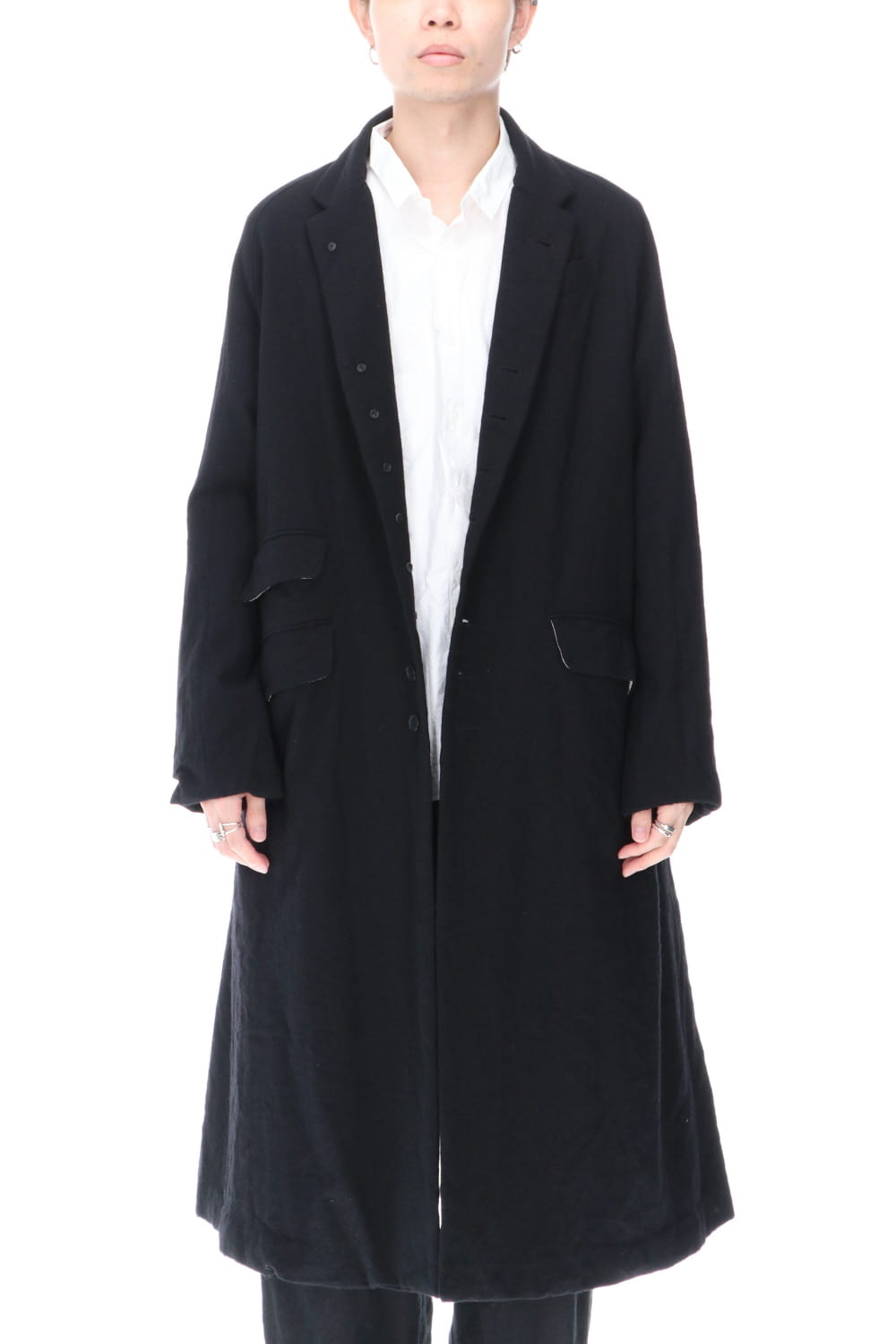 CHRONO-TWEED Long Coat Black