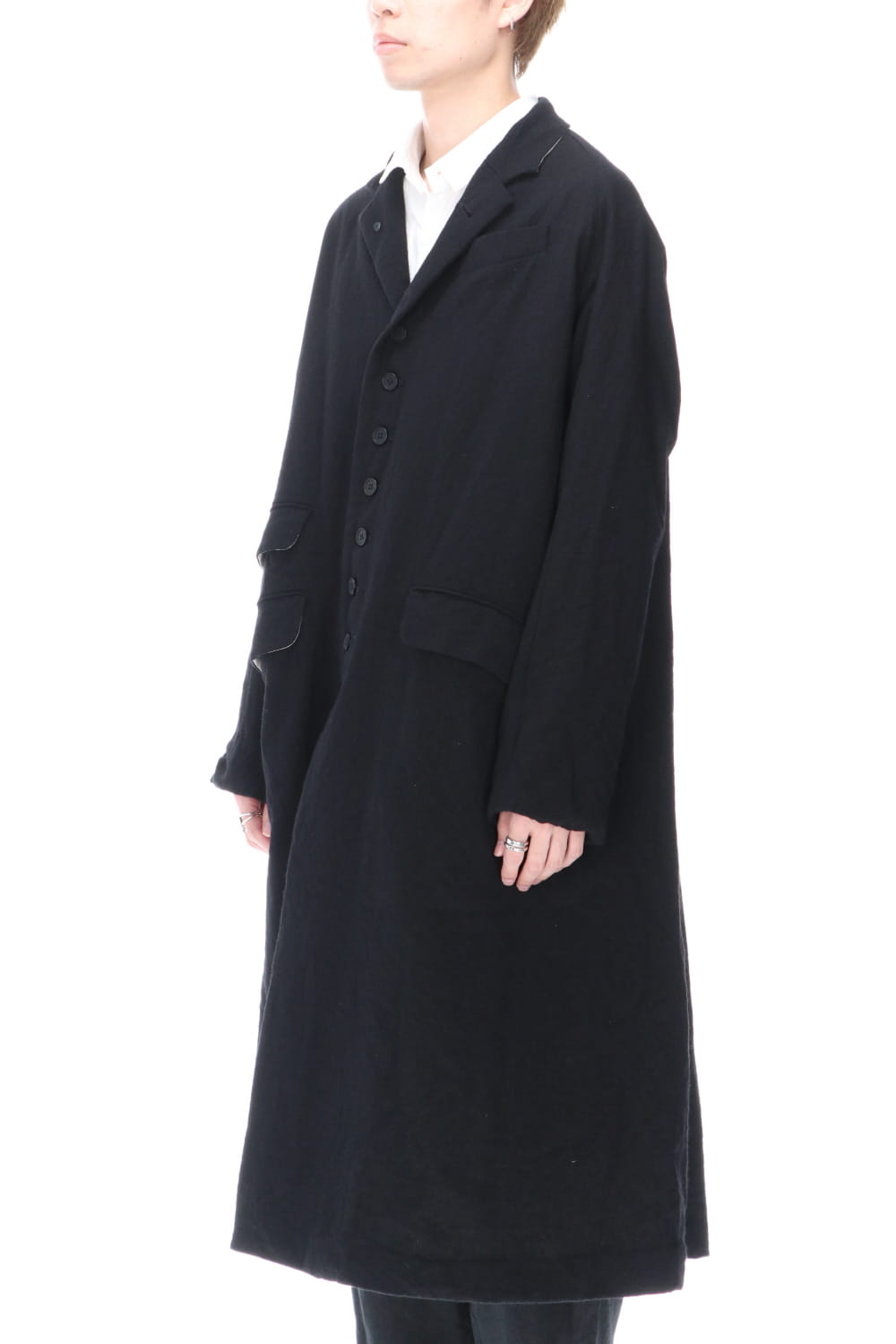 CHRONO-TWEED Long Coat Black