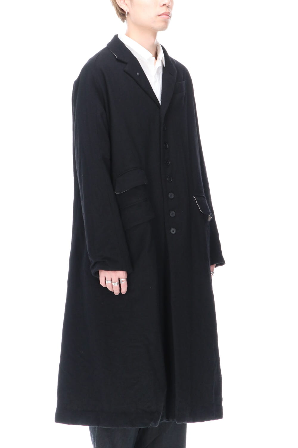 CHRONO-TWEED Long Coat Black