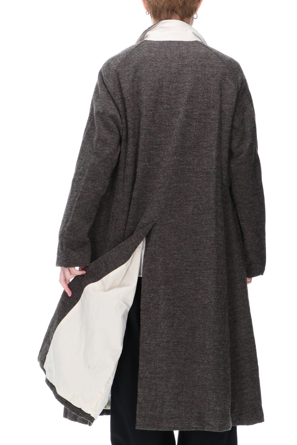 CHRONO-TWEED Long Coat Charcoal Brown