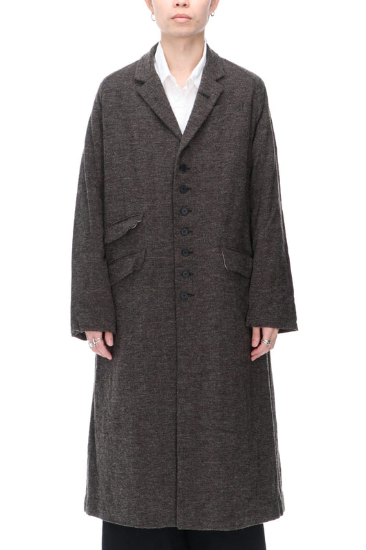 CHRONO-TWEED Long Coat Charcoal Brown