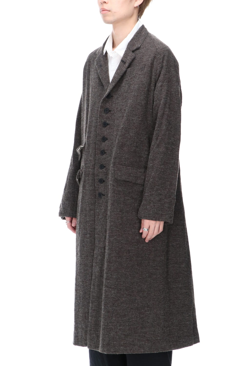 CHRONO-TWEED Long Coat Charcoal Brown