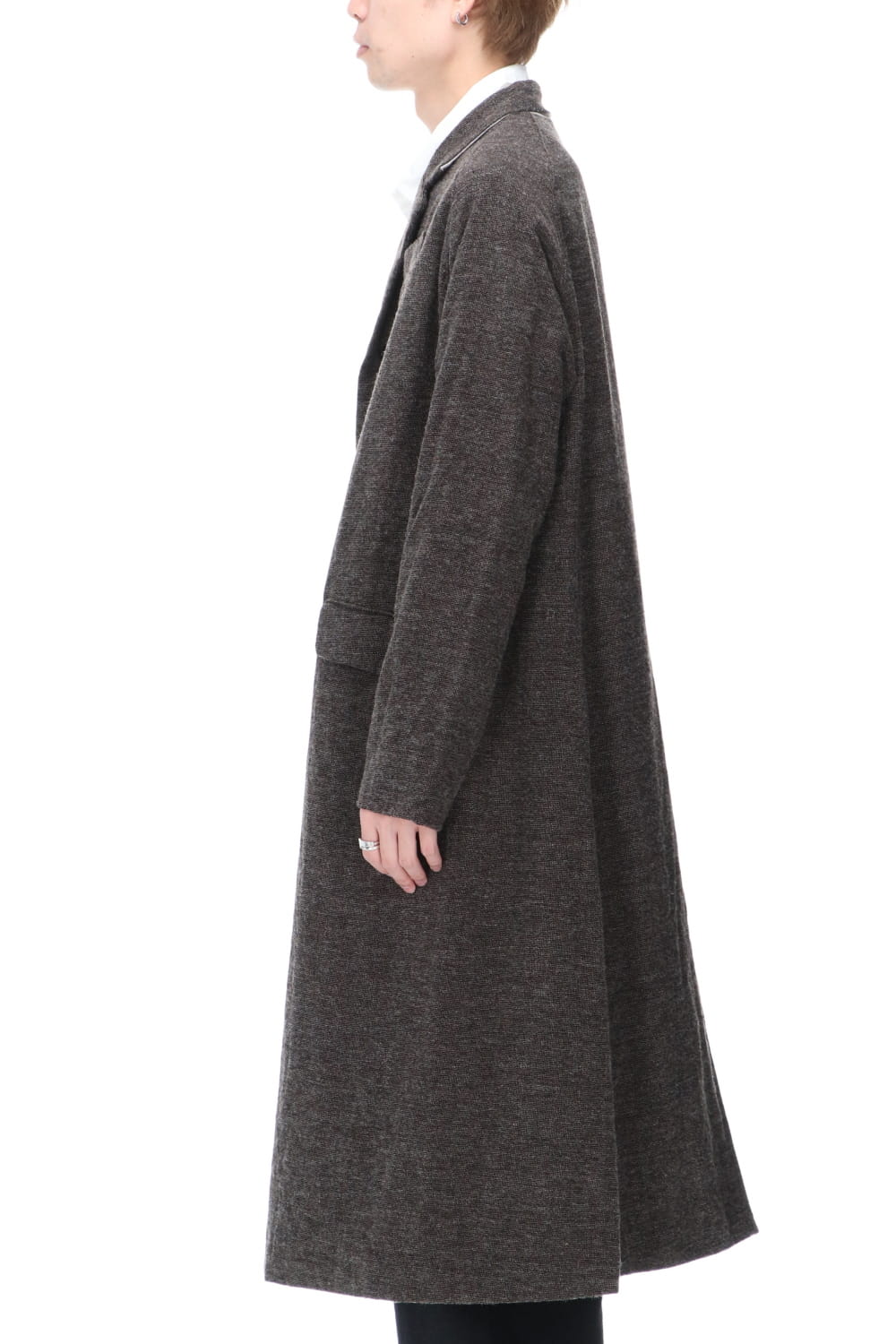 CHRONO-TWEED Long Coat Charcoal Brown