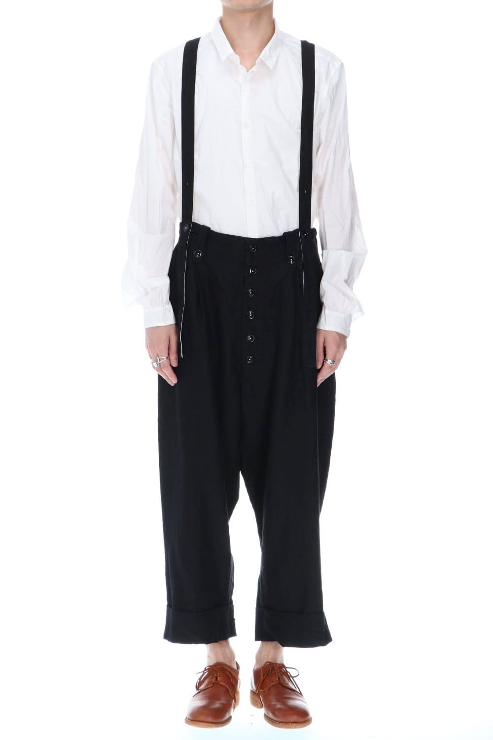 REX-BARREL Wool Ramie Suspender Pants