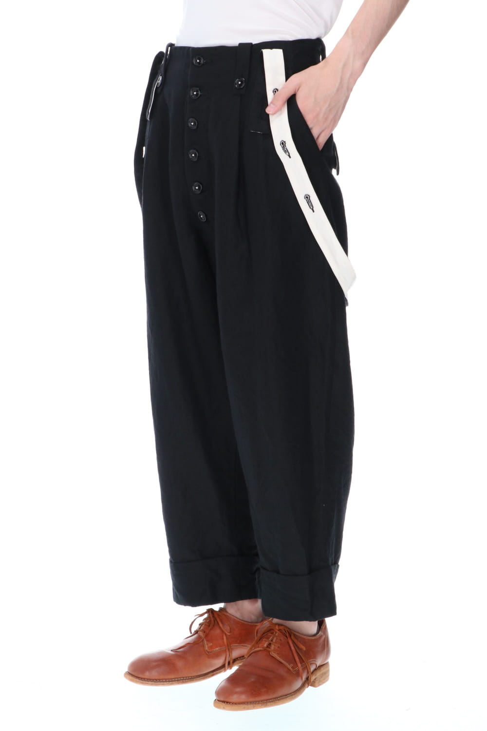 REX-BARREL Wool Ramie Suspender Pants