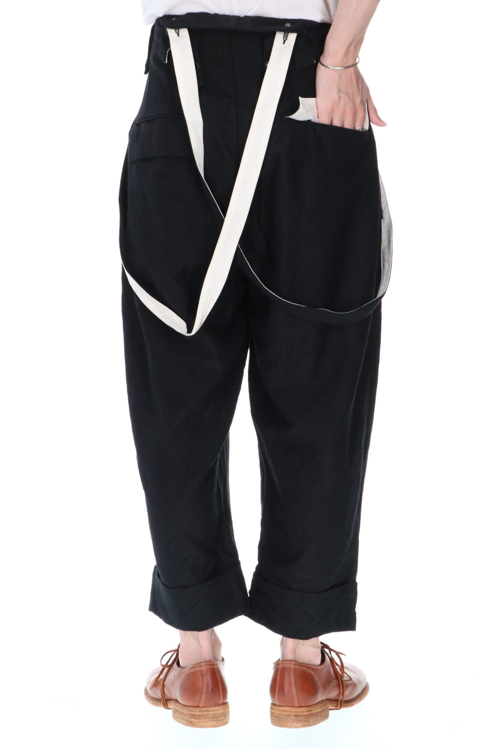 REX-BARREL Wool Ramie Suspender Pants