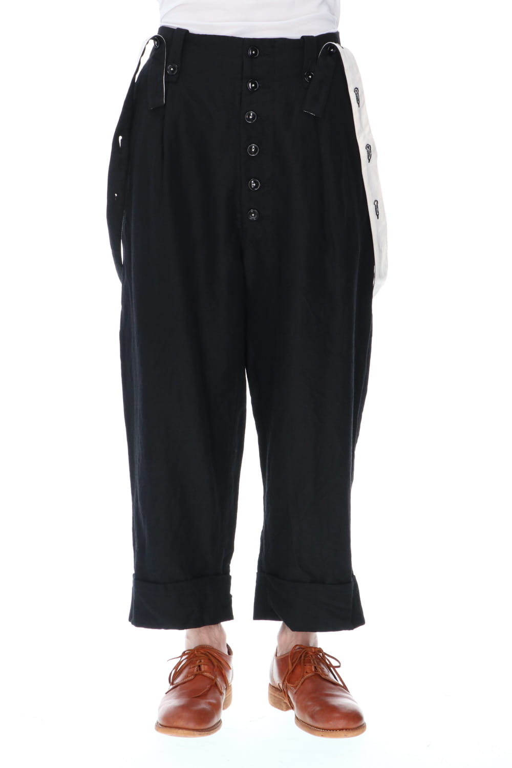 REX-BARREL Wool Ramie Suspender Pants