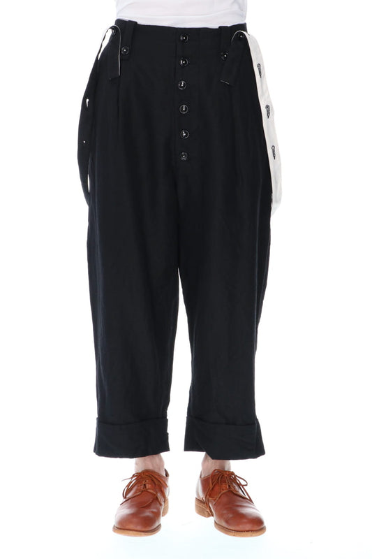 REX-BARREL Wool Ramie Suspender Pants