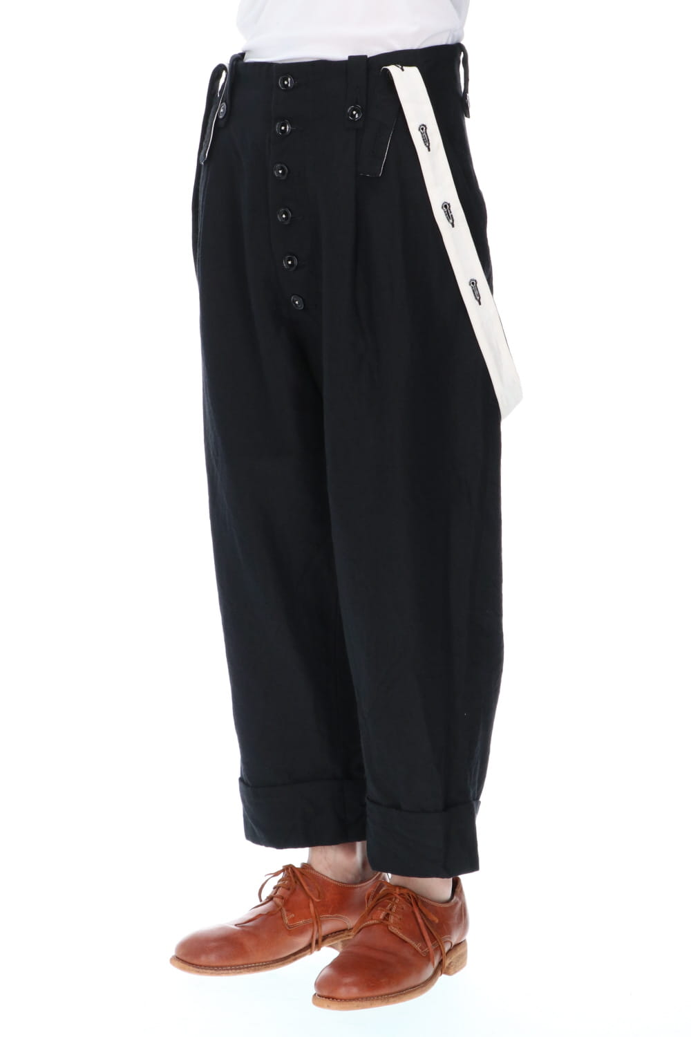REX-BARREL Wool Ramie Suspender Pants
