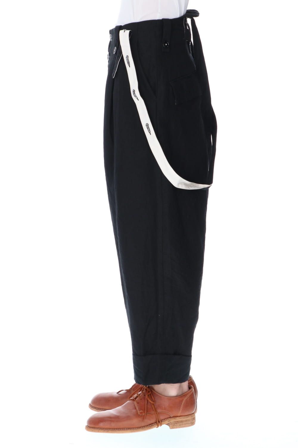 REX-BARREL Wool Ramie Suspender Pants