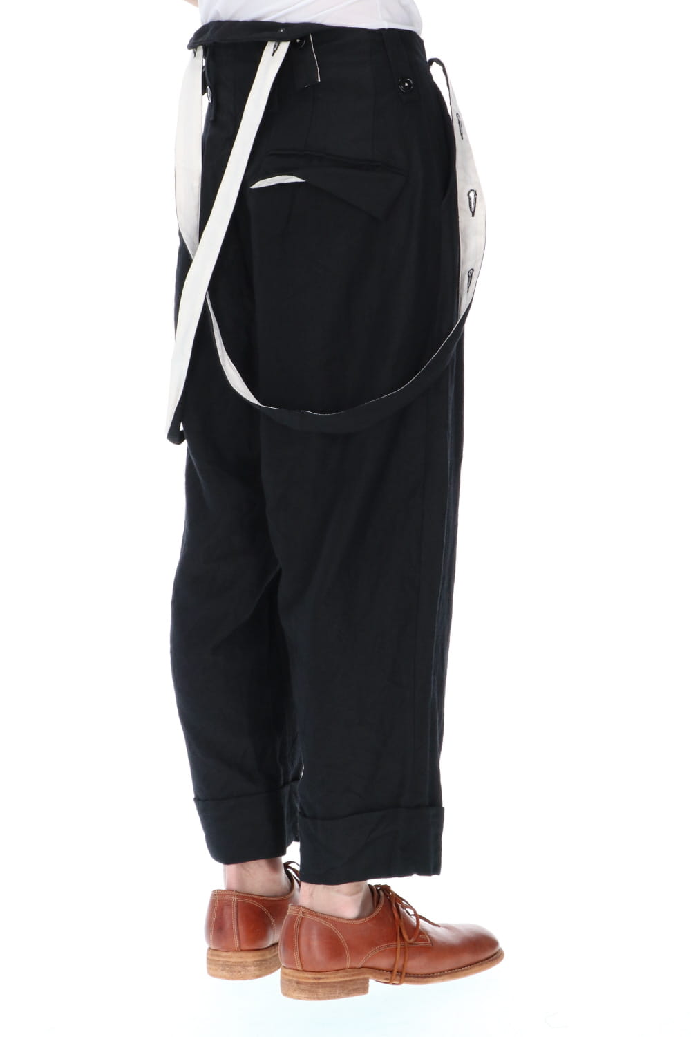 REX-BARREL Wool Ramie Suspender Pants