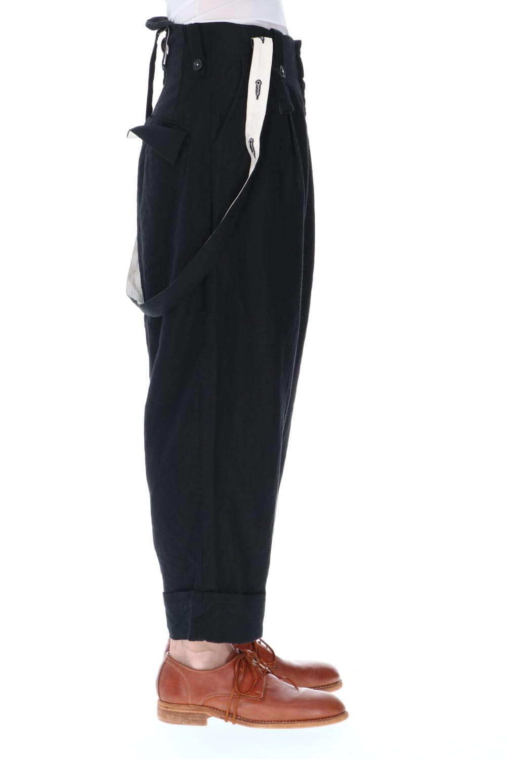 REX-BARREL Wool Ramie Suspender Pants