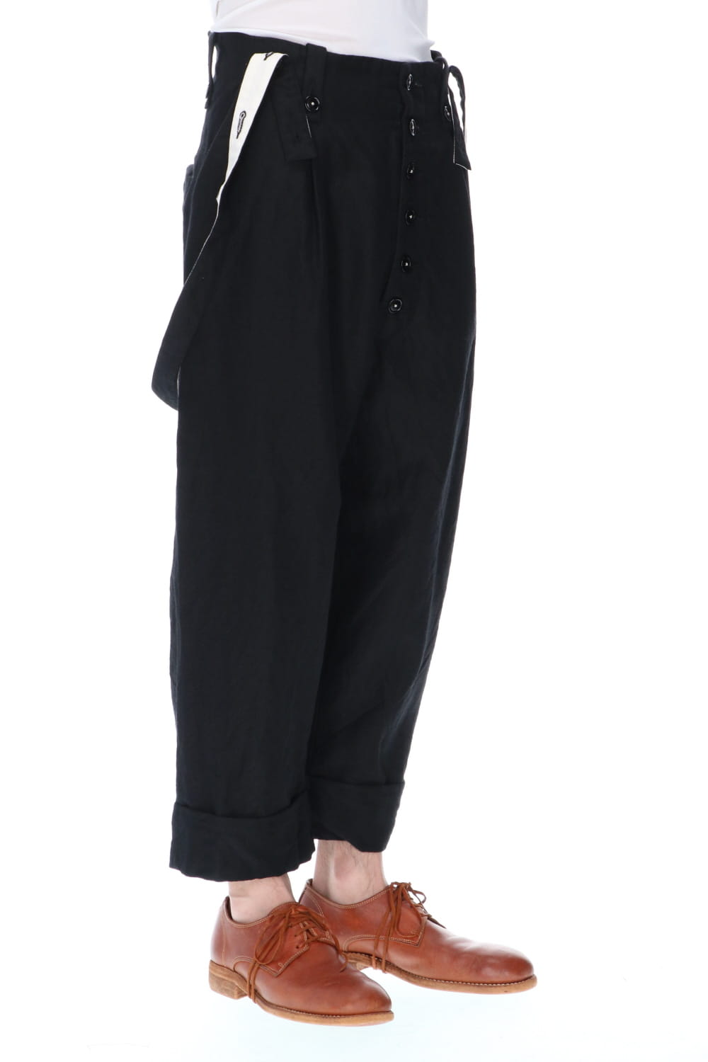REX-BARREL Wool Ramie Suspender Pants