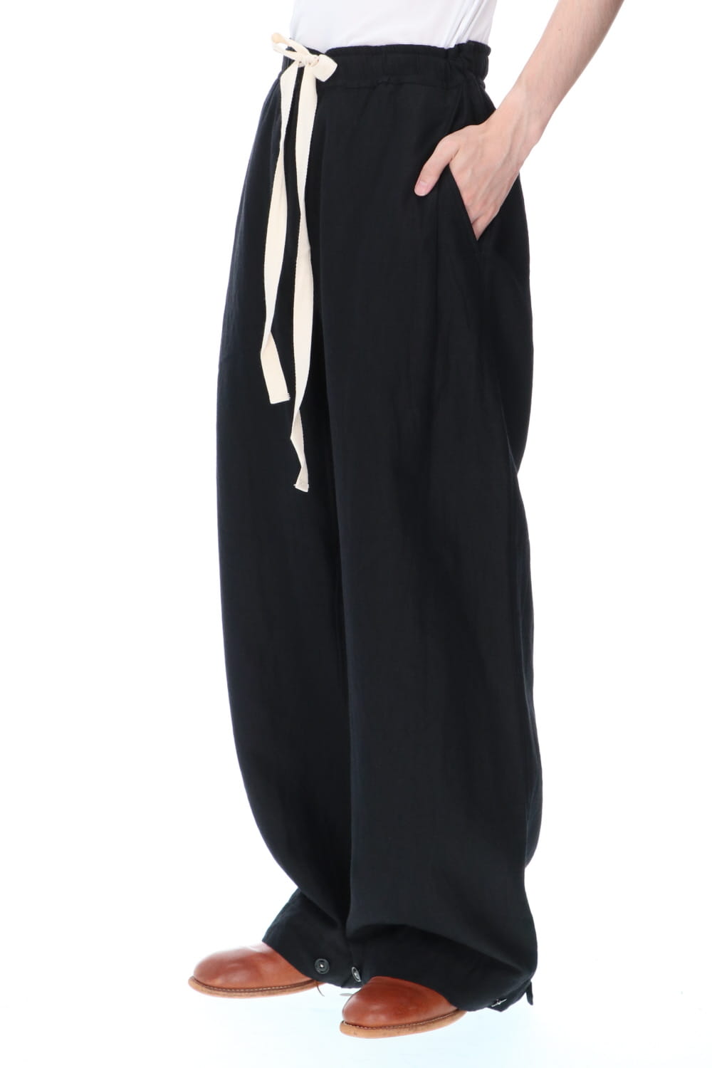 REX-GARNER Wool Ramie Draw Cord Pants