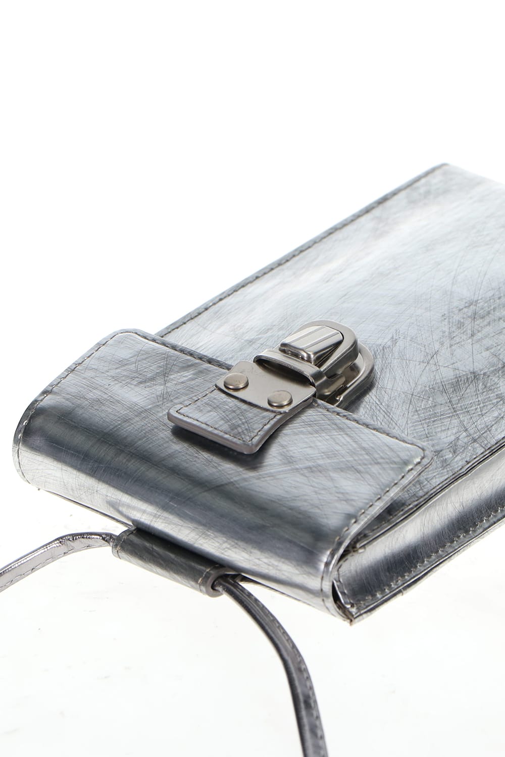 Leather gadget bag 'cartable' SILVER