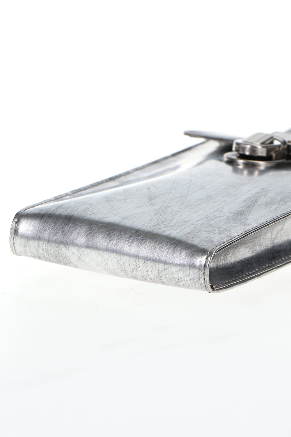 Leather gadget bag 'cartable' SILVER