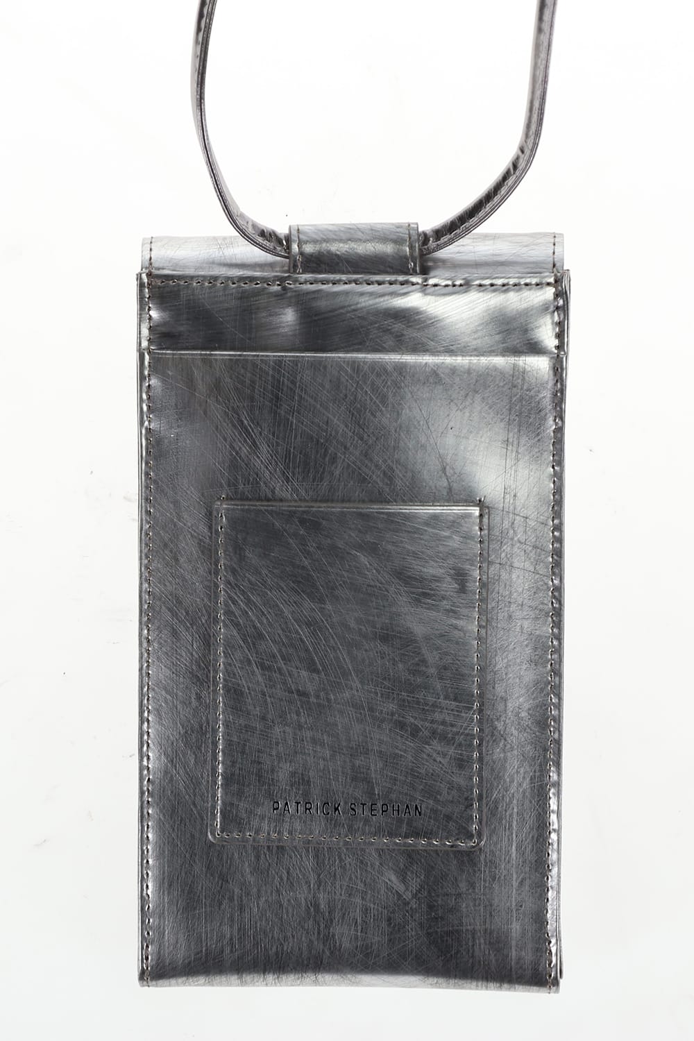 Leather gadget bag 'cartable' SILVER
