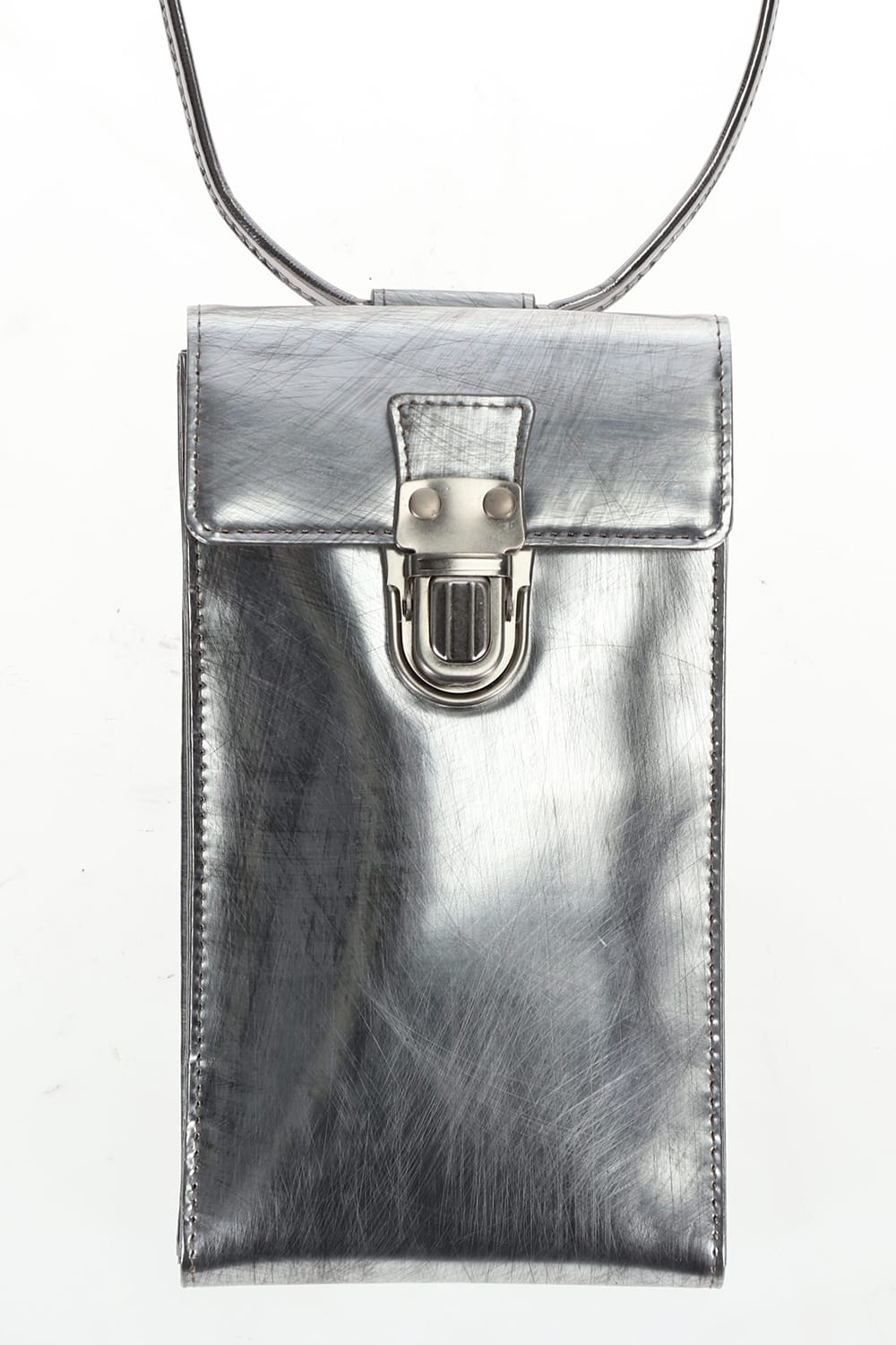 Leather gadget bag 'cartable' SILVER