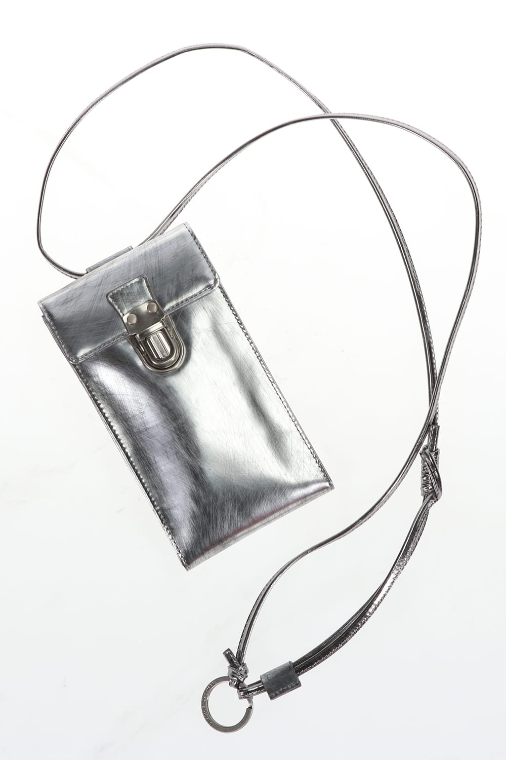 Leather gadget bag 'cartable' SILVER