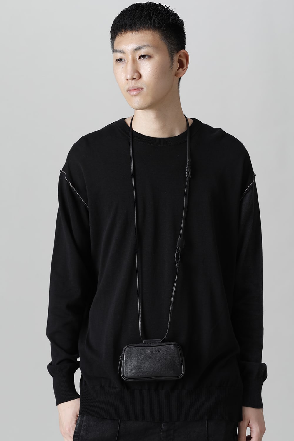 Leather micro shoulder bag 'double zip'