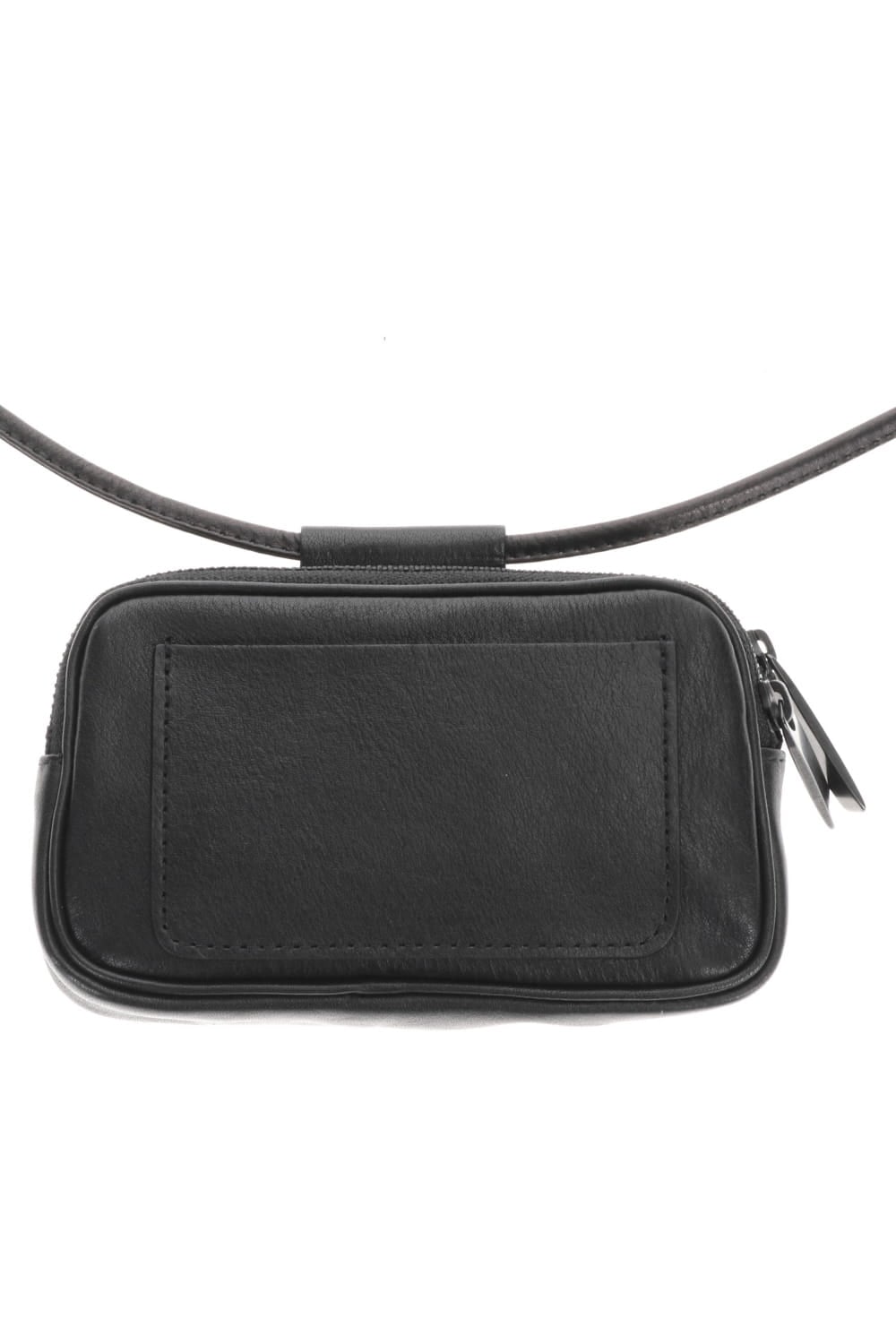 Leather micro shoulder bag 'double zip'
