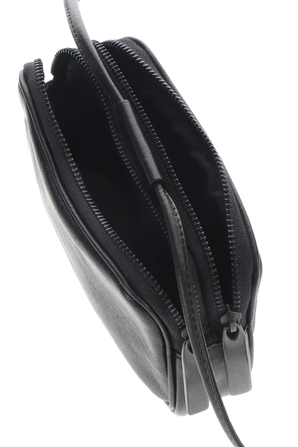 Leather micro shoulder bag 'double zip'