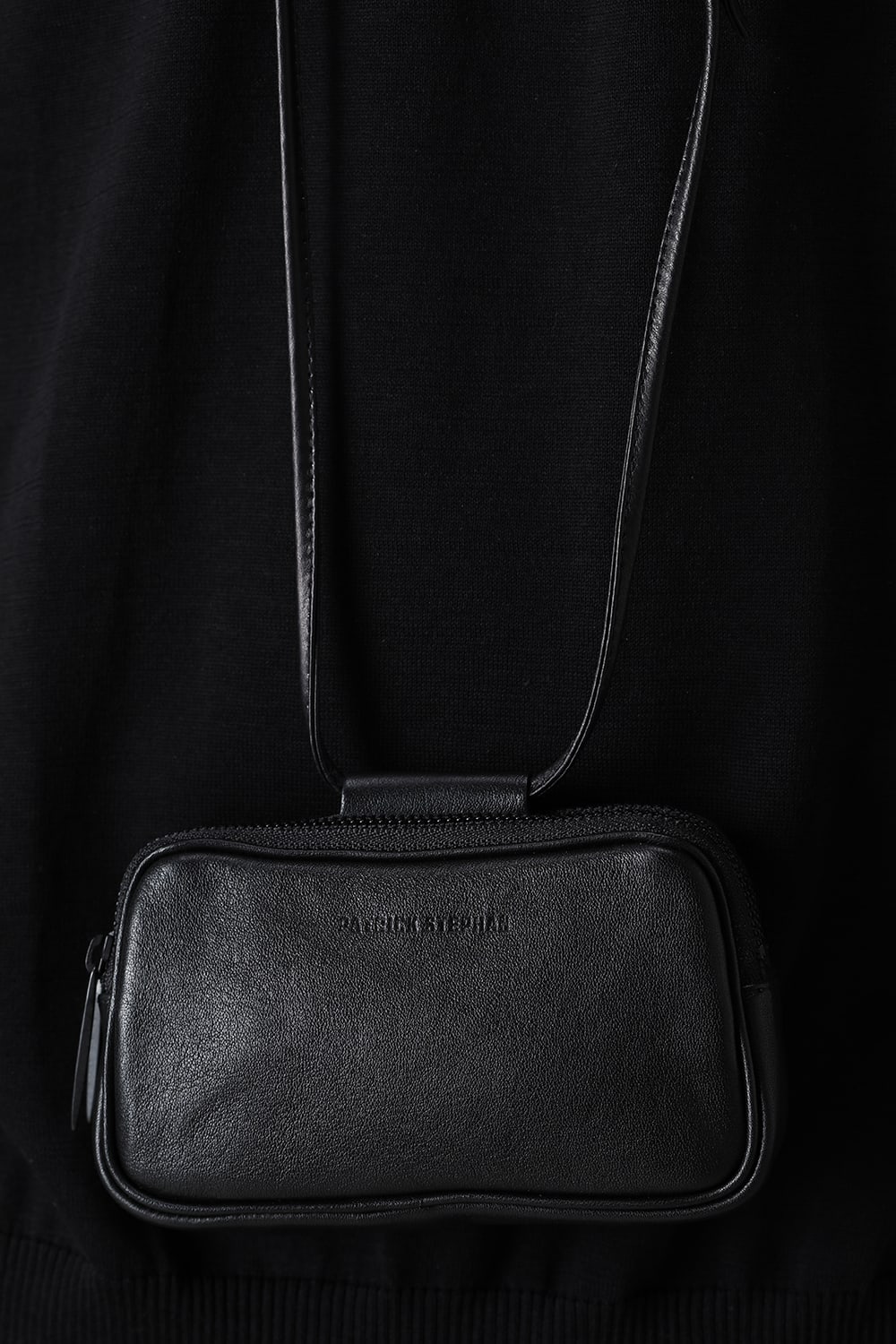 Leather micro shoulder bag 'double zip'