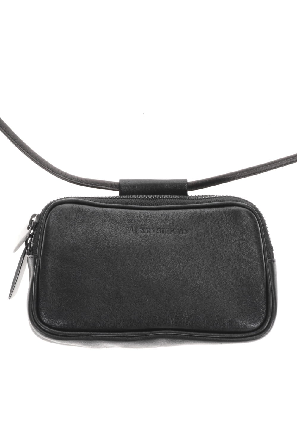 Leather micro shoulder bag 'double zip'