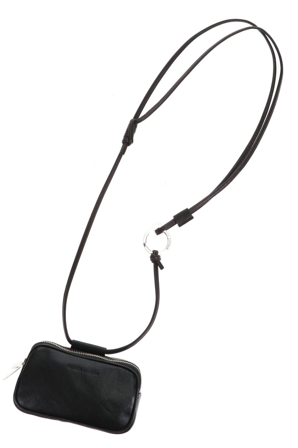 Leather micro shoulder bag 'double zip'-S.BLACK-Free