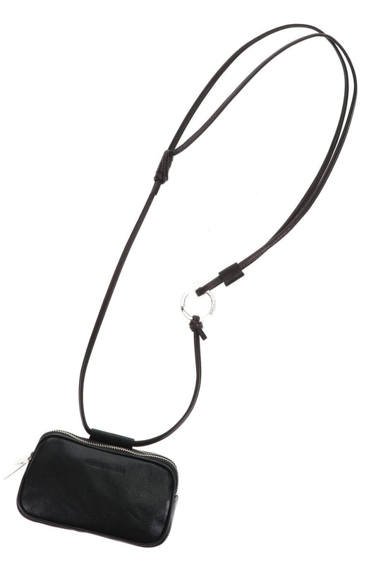 Leather micro shoulder bag 'double zip'-S.BLACK-Free