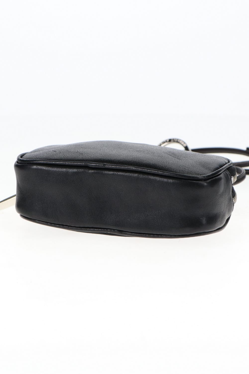 Leather micro shoulder bag 'double zip'-S.BLACK-Free