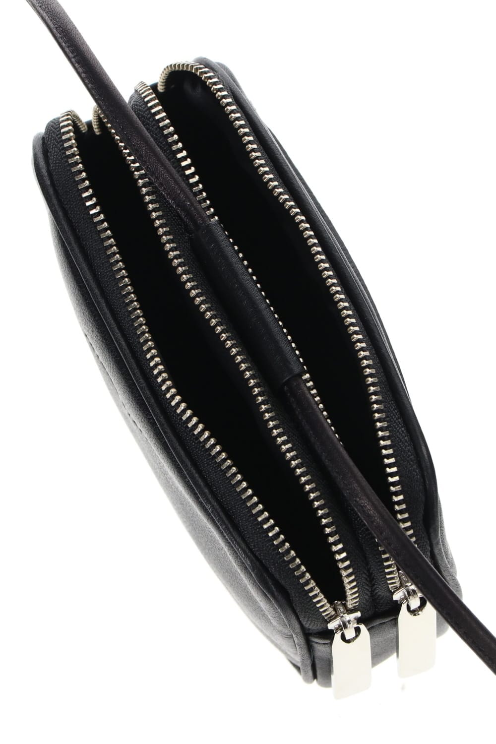 Leather micro shoulder bag 'double zip'-S.BLACK-Free
