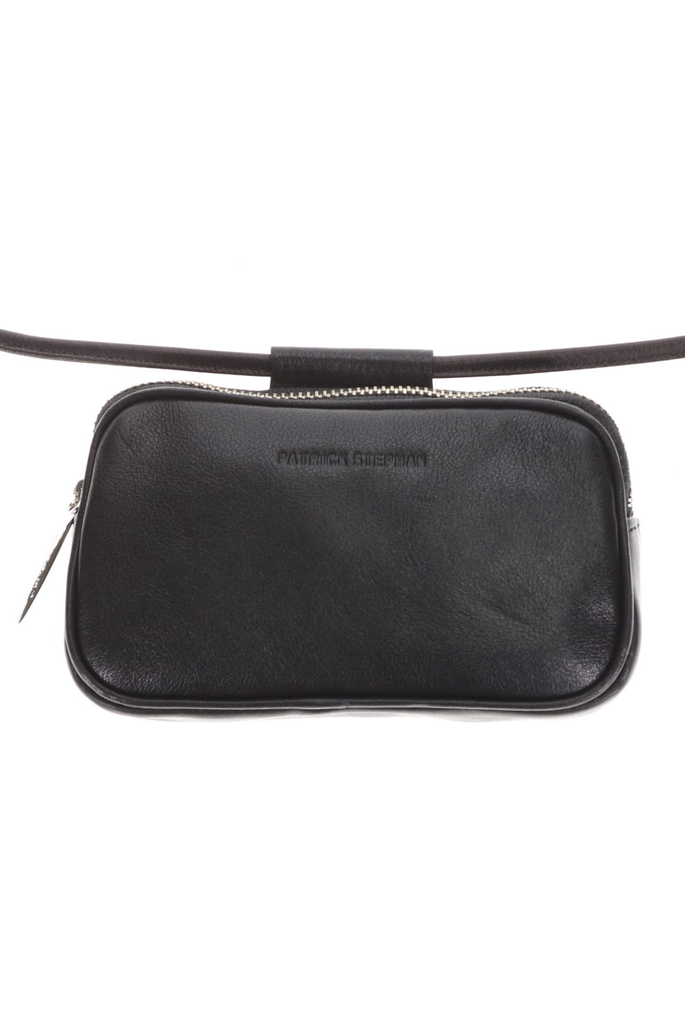 Leather micro shoulder bag 'double zip'-S.BLACK-Free