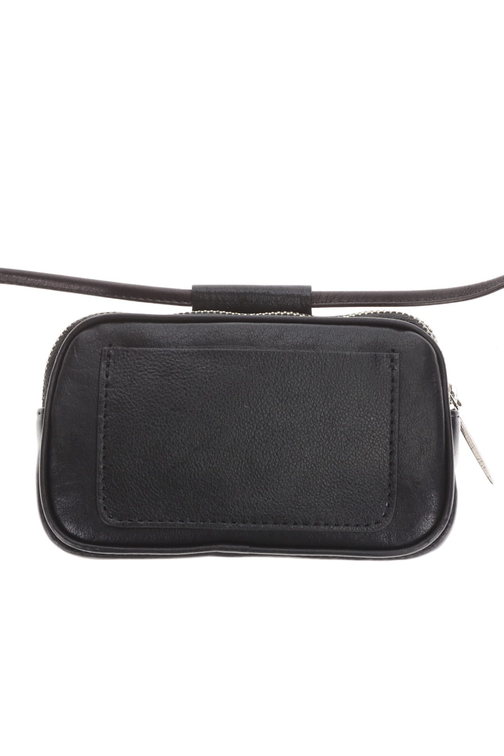 Leather micro shoulder bag 'double zip'-S.BLACK-Free