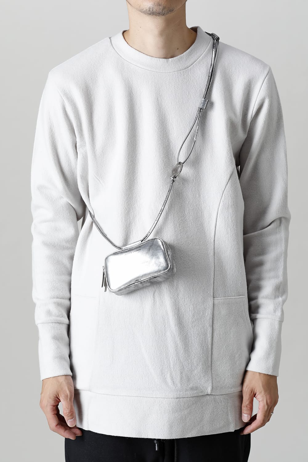 Leather micro shoulder bag 'double zip'-scratch SIL-Free